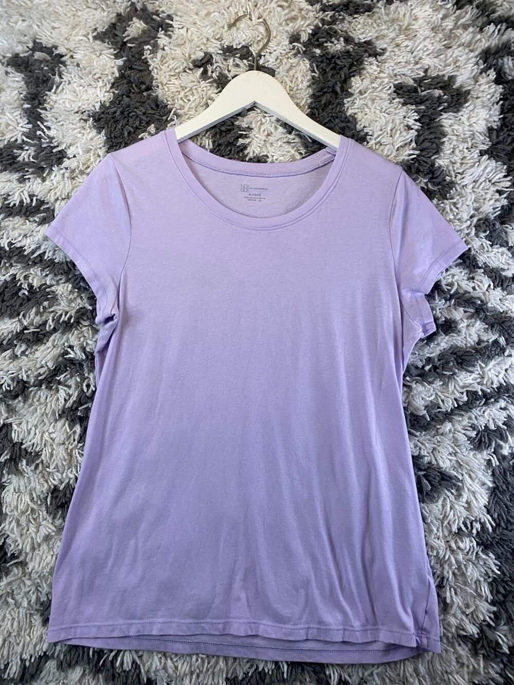 No Boundaries Girls XL Purple Solid Short Sleeve Scoop Neck T-Shirt Casual